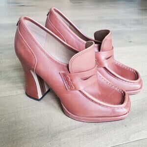 Sam Edelman Jeanette Mocha Luxury Leather size 8.5 Loafer Block Heel